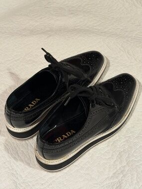 Prada brogues wingtip platform loafer